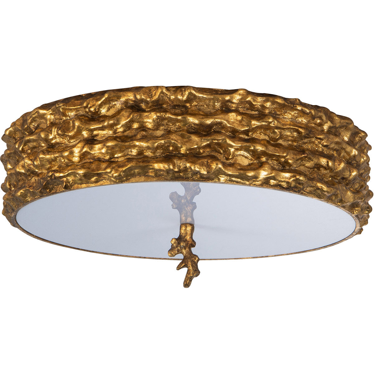 Trellis 3 Light Gold leaf Bath/Flush Mounts Ceiling Light in Gold Leaf with Antique